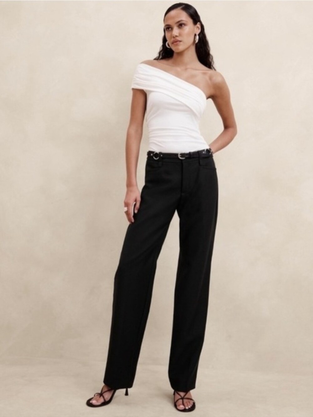 Banana Republic Lido Straight Italian 100% Wool Black Pants Women's Size 12